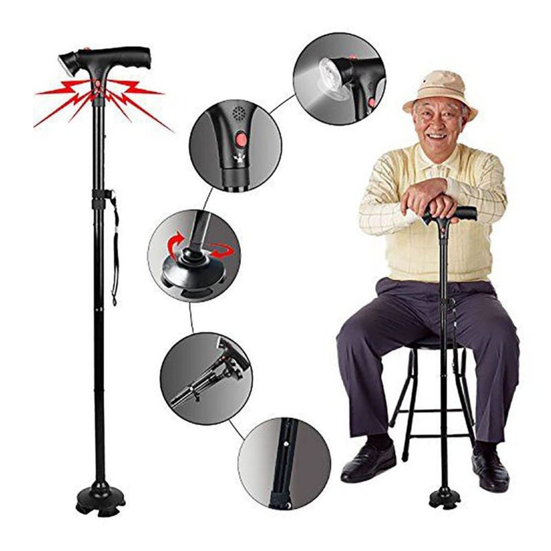 GENERICO - Bastón Plegable Con Luz LED Antideslizante