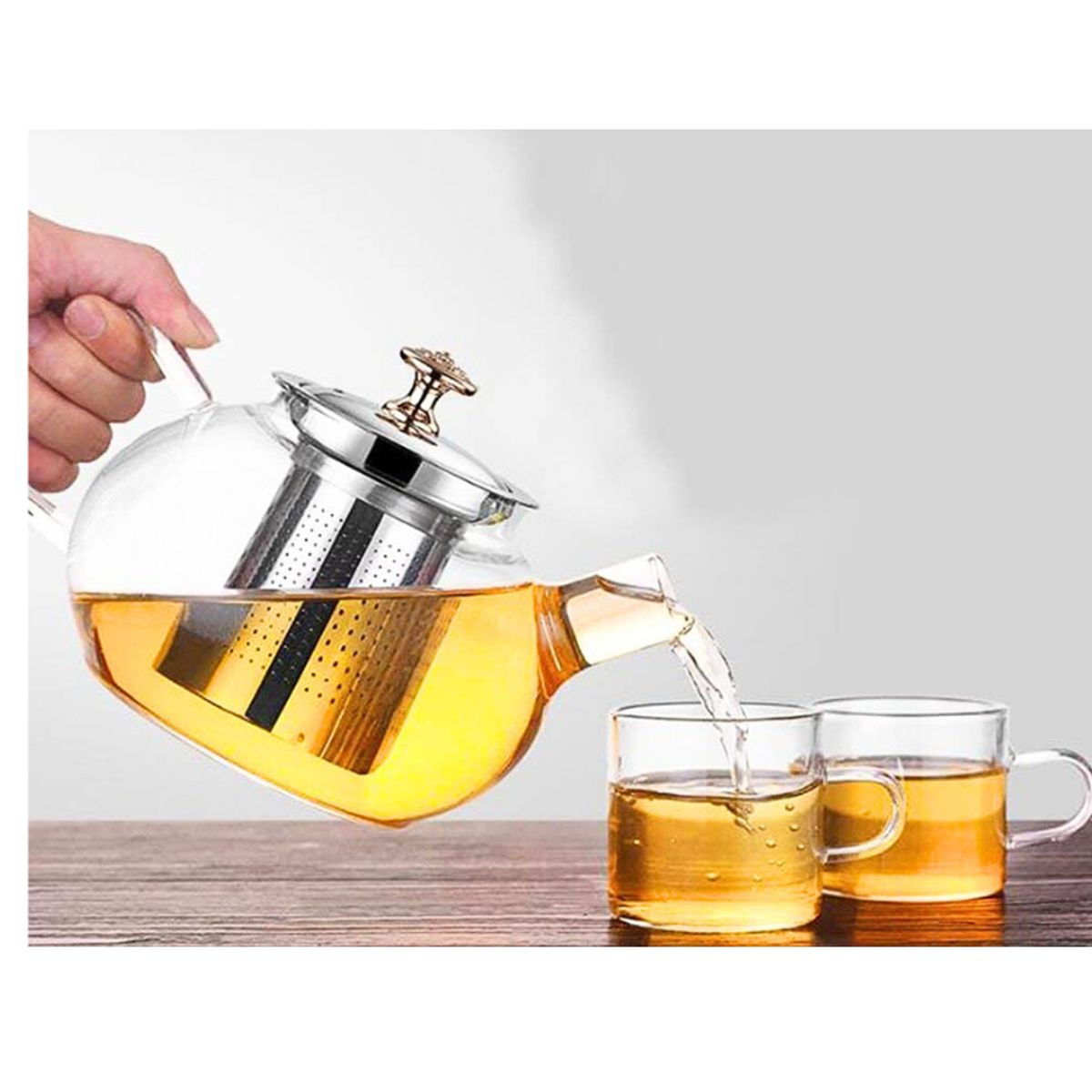 GENERICO - Tetera de vidrio con infusor de acero 1100 ml