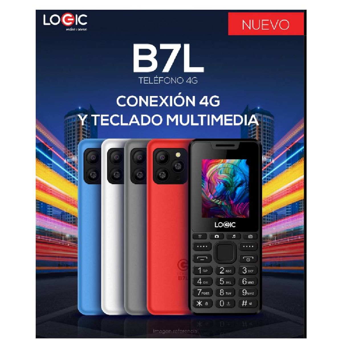 LOGIC - Logic B7 Teléfono Básico 2G con Pantalla de 2 Bluetooth Linterna y Radio FM