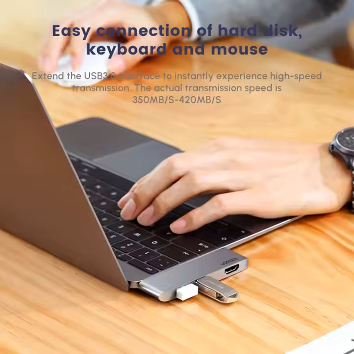 UGREEN - Adaptador 3 en 1 USB-C a HDMI 4k y USB 3.0 Ugreen