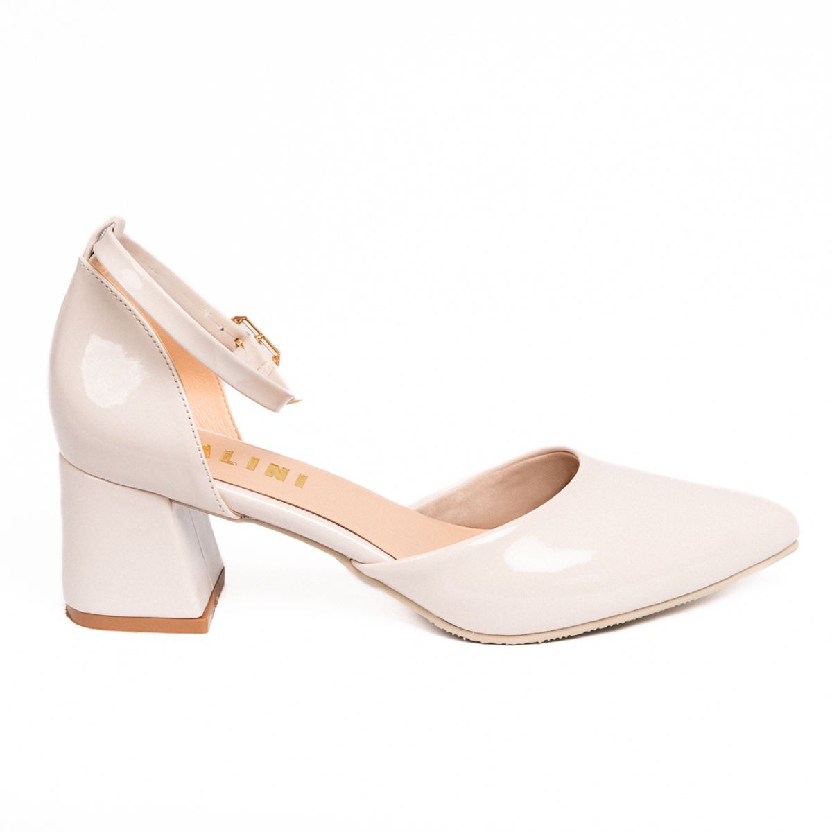 PALINI SHOES - taco 5 de vestir en punta color hueso