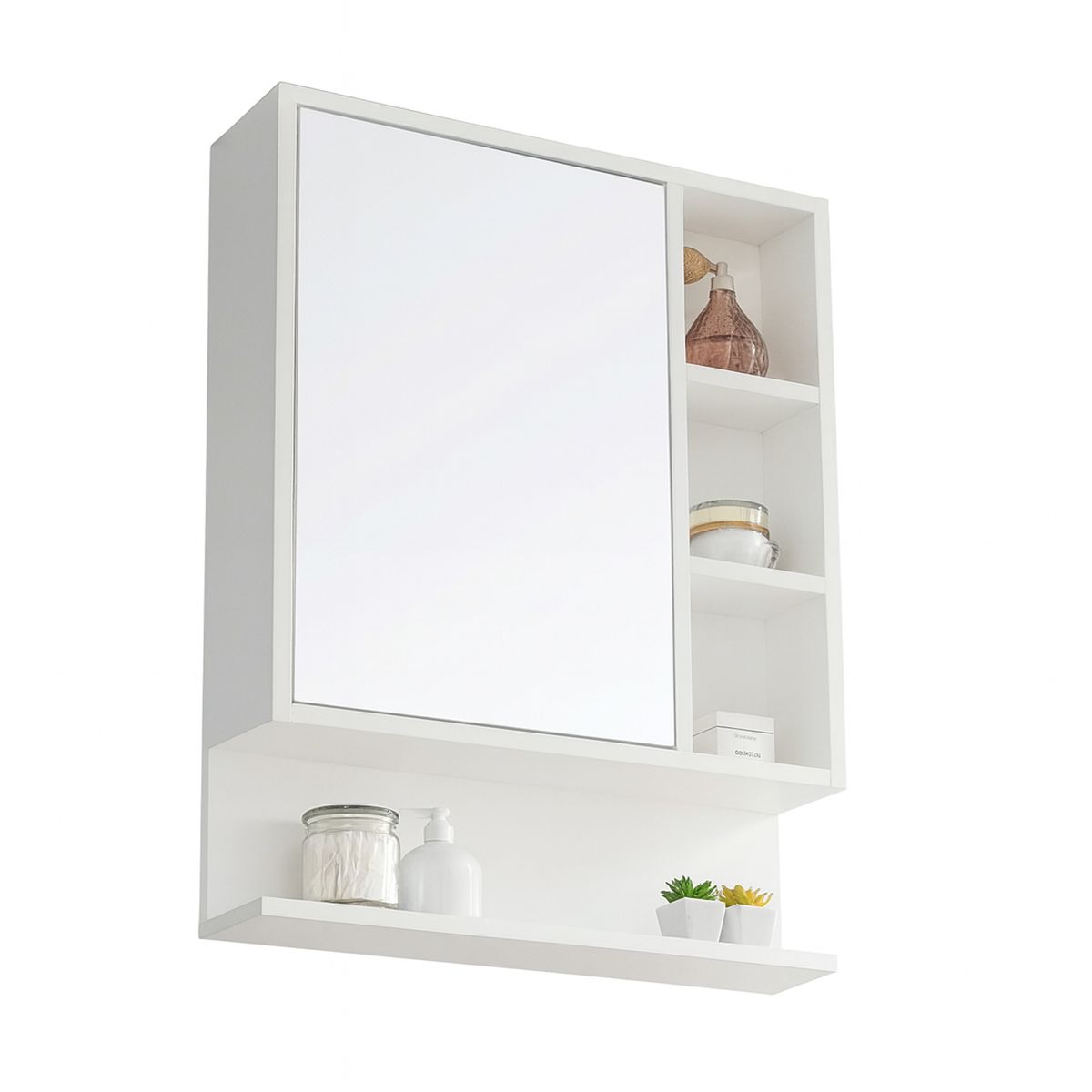 PELIKANO - Mueble de Baño con Espejo Melamina Blanco 60x55 cm