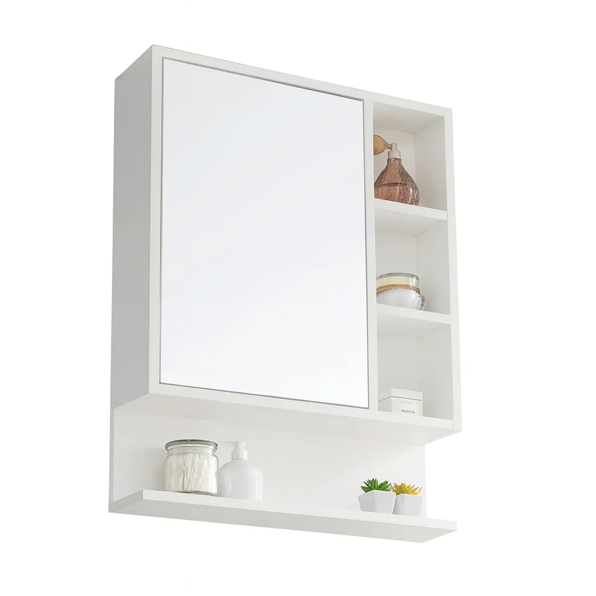 PELIKANO - Mueble de Baño con Espejo Melamina Blanco 60x55 cm