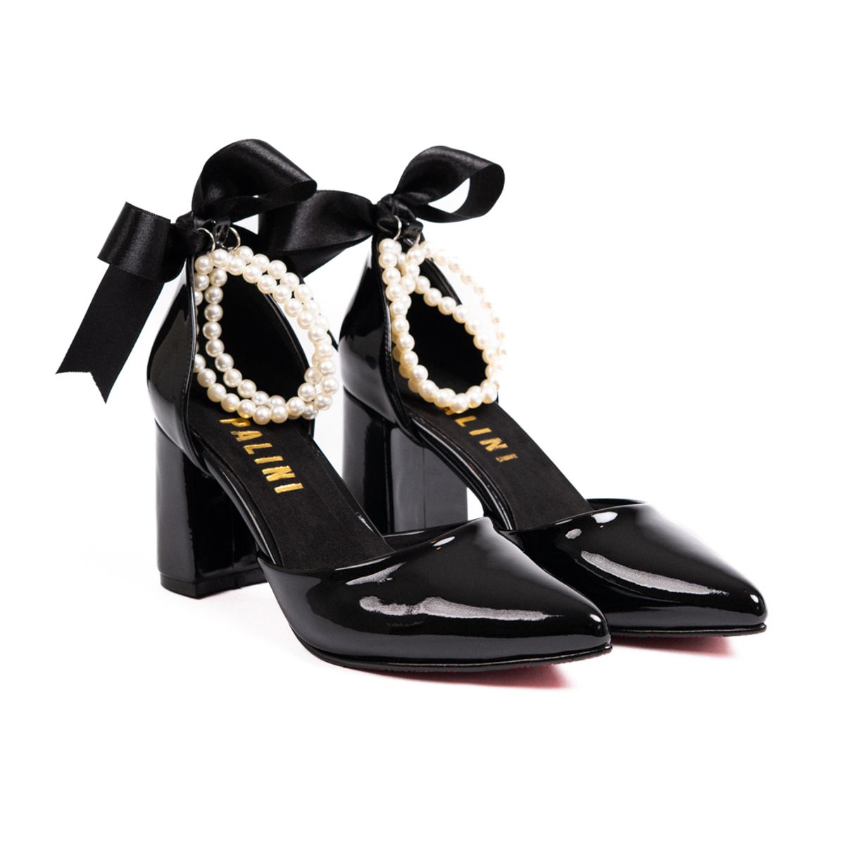 PALINI SHOES - taco 7 de vestir en punta color negro