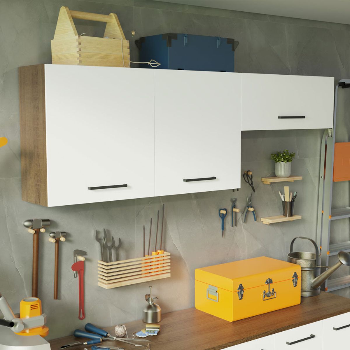MADESA - Kit 2 Gabinetes Superiores para Garaje Multiuso 200 cm