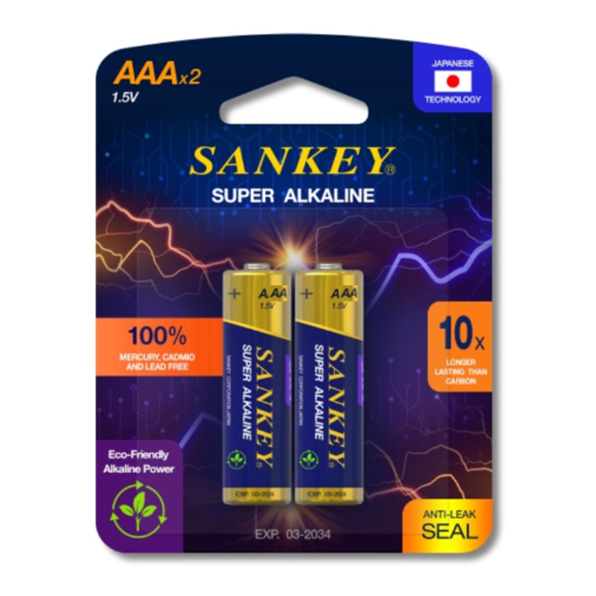 GENERICO - PACK DE 8 UNDADES DE PILAS ALCALINA SANKEY AAA BLISTER X2