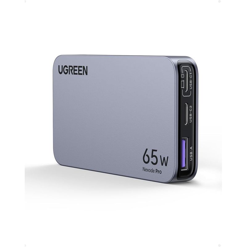 UGREEN - Cargador plano USB C de 65 W, 3 puertos Slim Nexode Pro