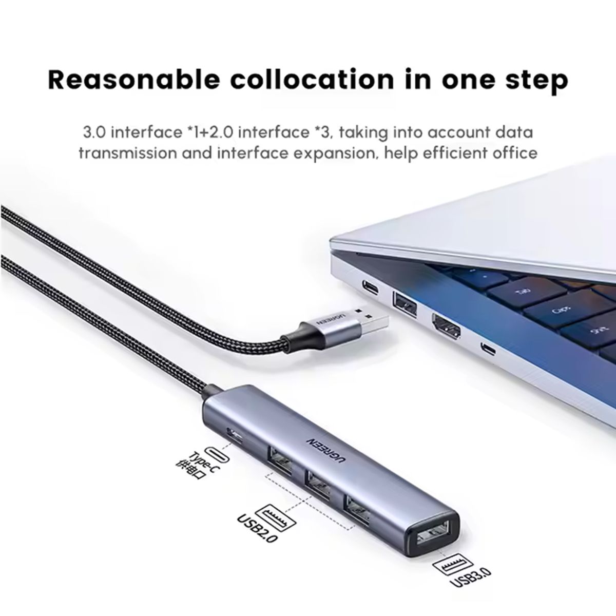 UGREEN - Hub 5 EN 1,USB a USBx4 USB-C Ugreen