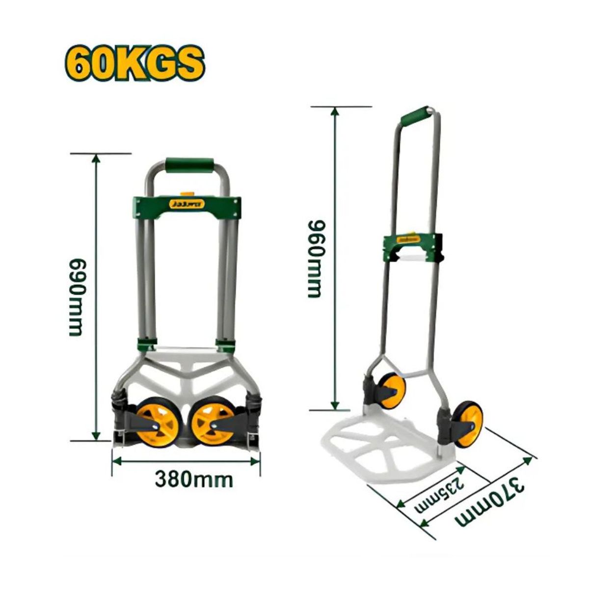 GENERICO - Carretilla de Mano Plegable Capacidad 60KG JADEVER - JDWB9A06