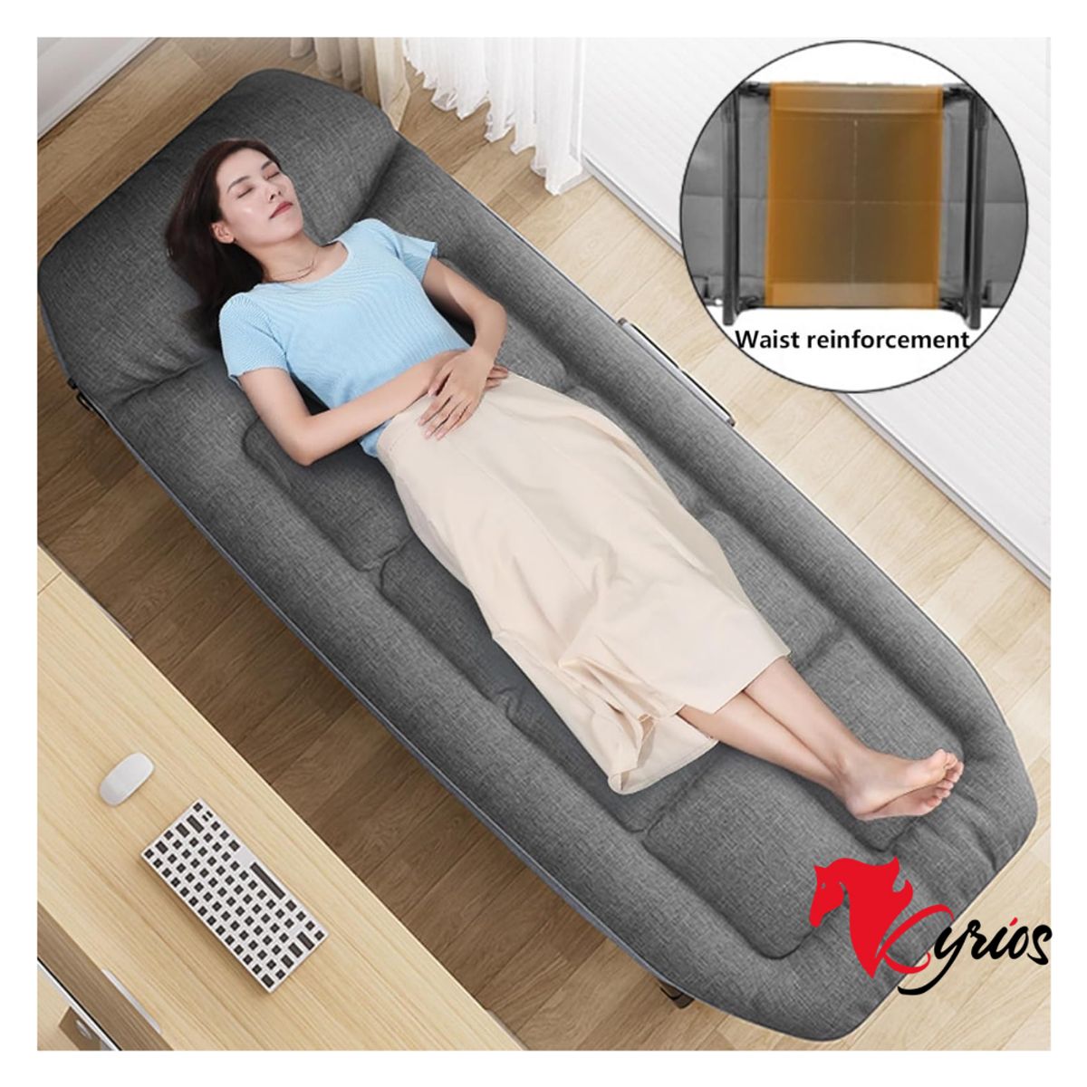 NO LOGO - CAMA 2 EN 1 CON ACOLCHE + 6 POSICIONES COLOR GRISS