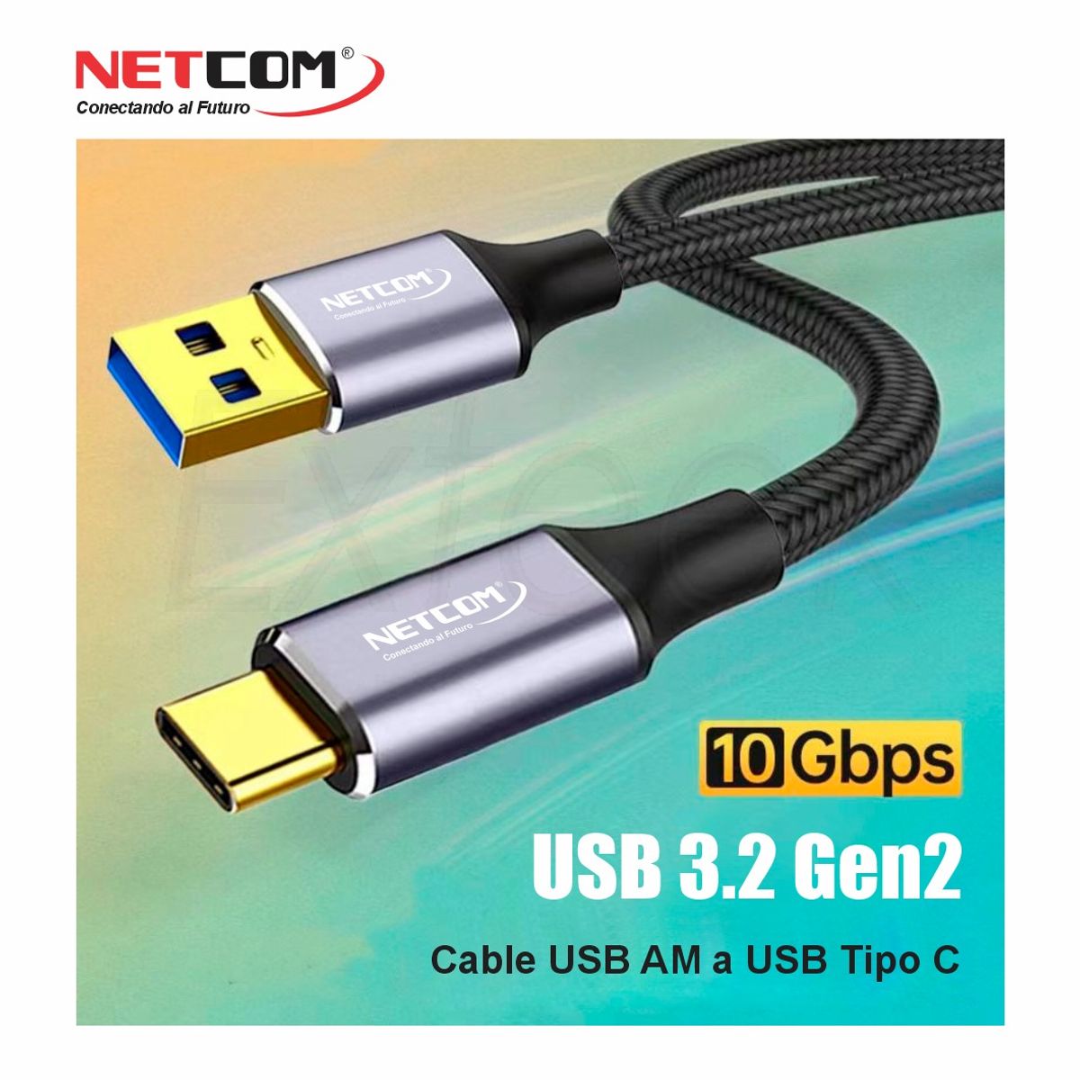 GENERICO - CABLE USB AM A TIPO-C VERSION 3.2 Gen2 , VELOCIDAD 10Gbps, CARGA 60W DE 1.80 MTS - NETCOM