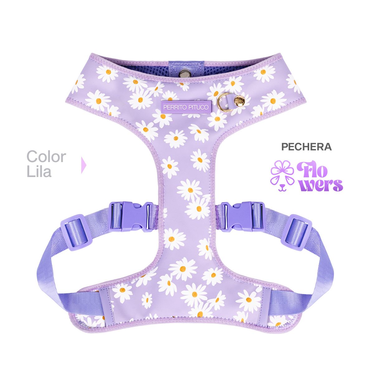 PERRITO PITUCO - PECHERA PERRITO PITUCO FLOWERS LILA TALLA S