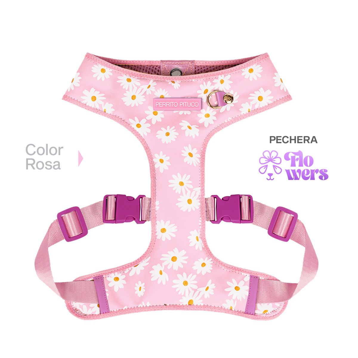 PERRITO PITUCO - PECHERA PERRITO PITUCO FLOWERS ROSADO TALLA M