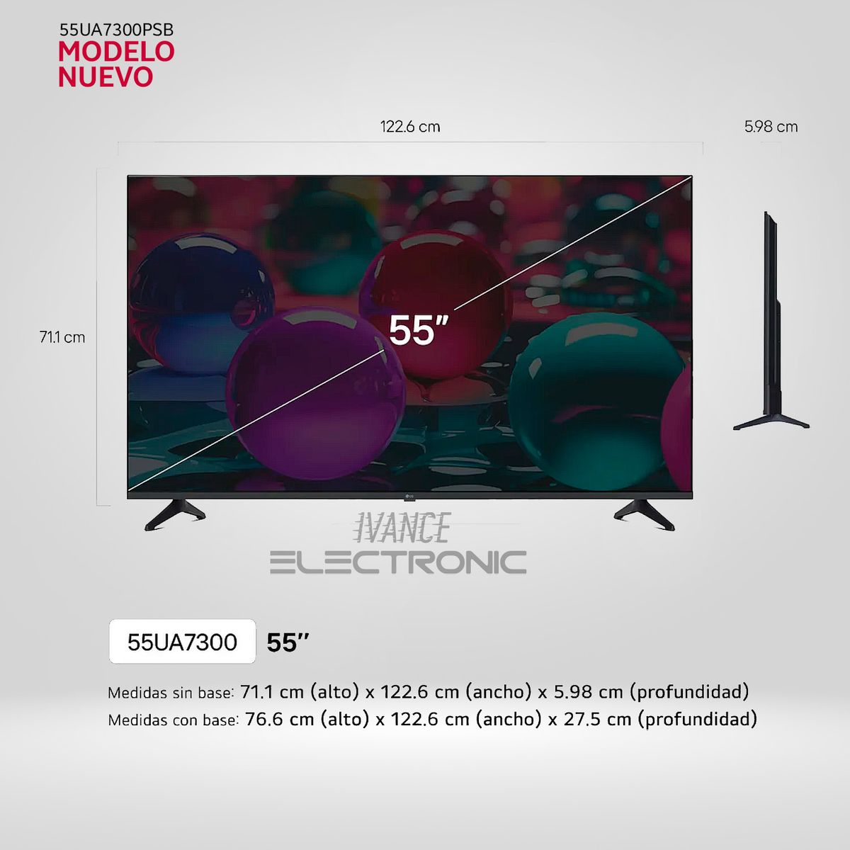 LG - Televisor Lg 55"  Pulg Ultra HD 4K AI ThinQ 55UA7300PSB Modelo 2025- Negro