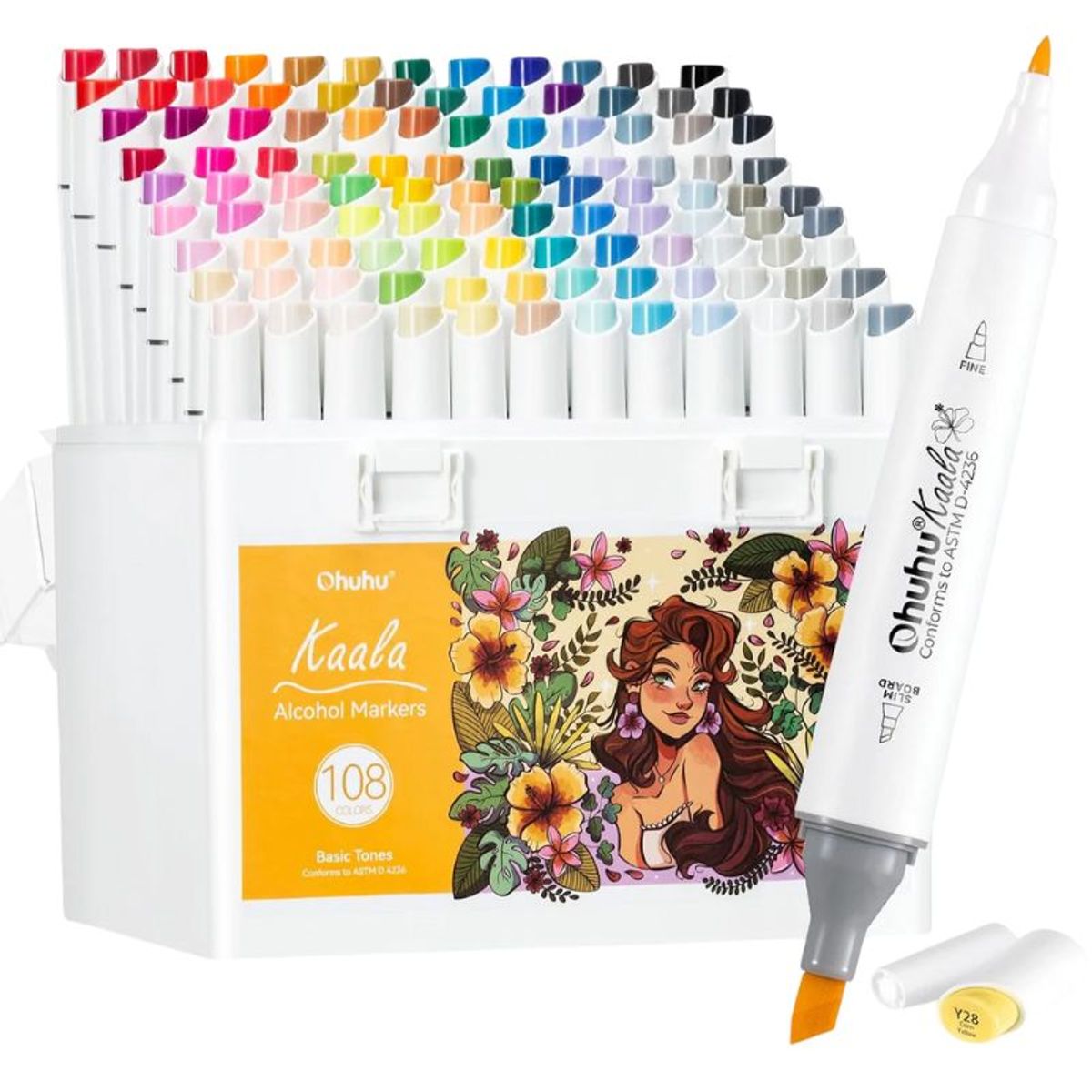OHUHU - Ohuhu Kaala - Set de 108 marcadores - Tonos básicos
