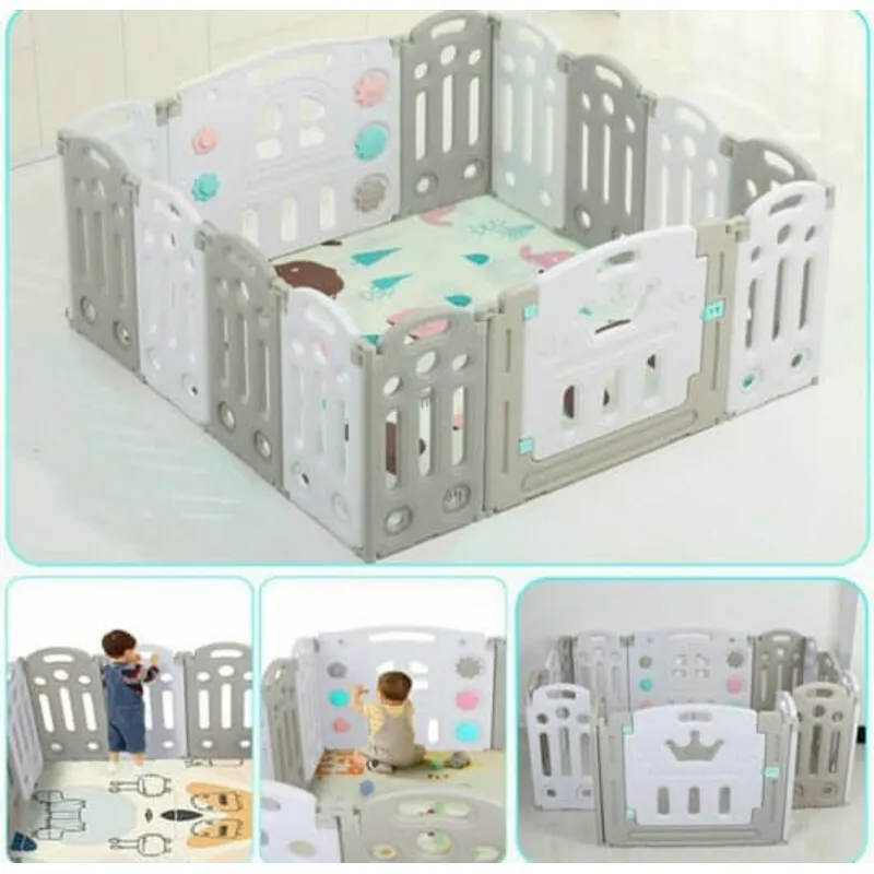 GENERICO - Corral Bebé Plegable Gris 20 Piezas + tapete
