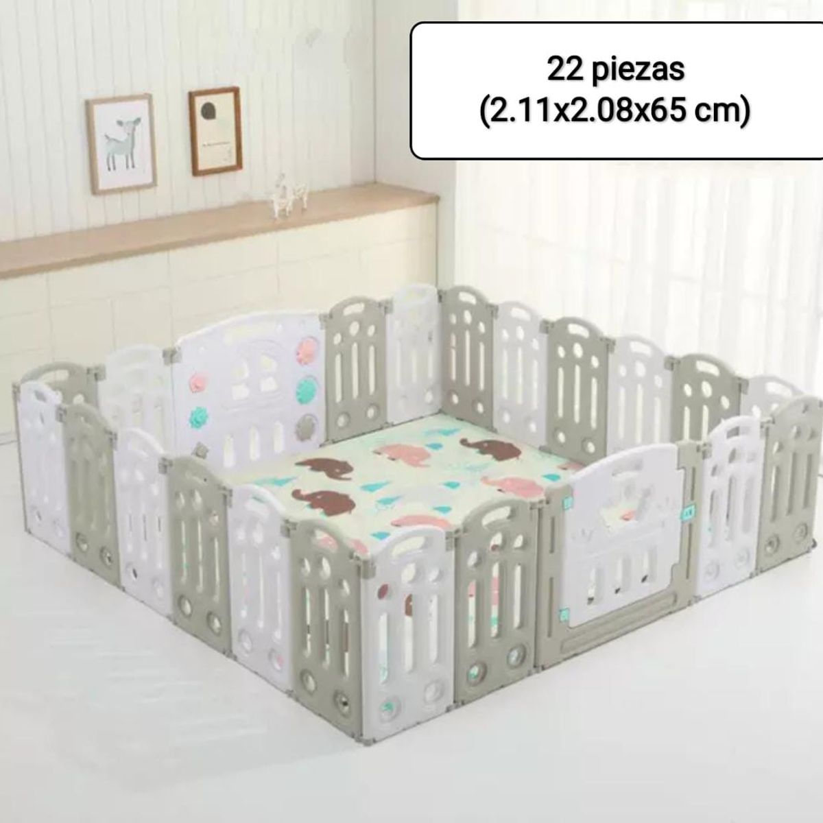 GENERICO - Corral Plegable Rey Gris 22 Piezas