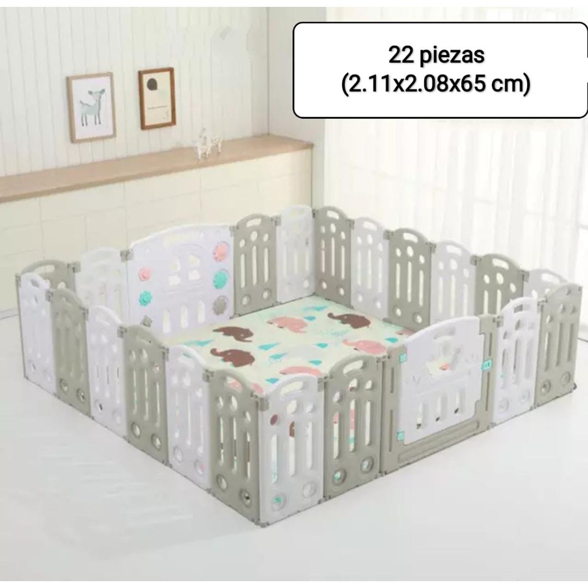 GENERICO - Corral Plegable Rey Gris 22 Piezas