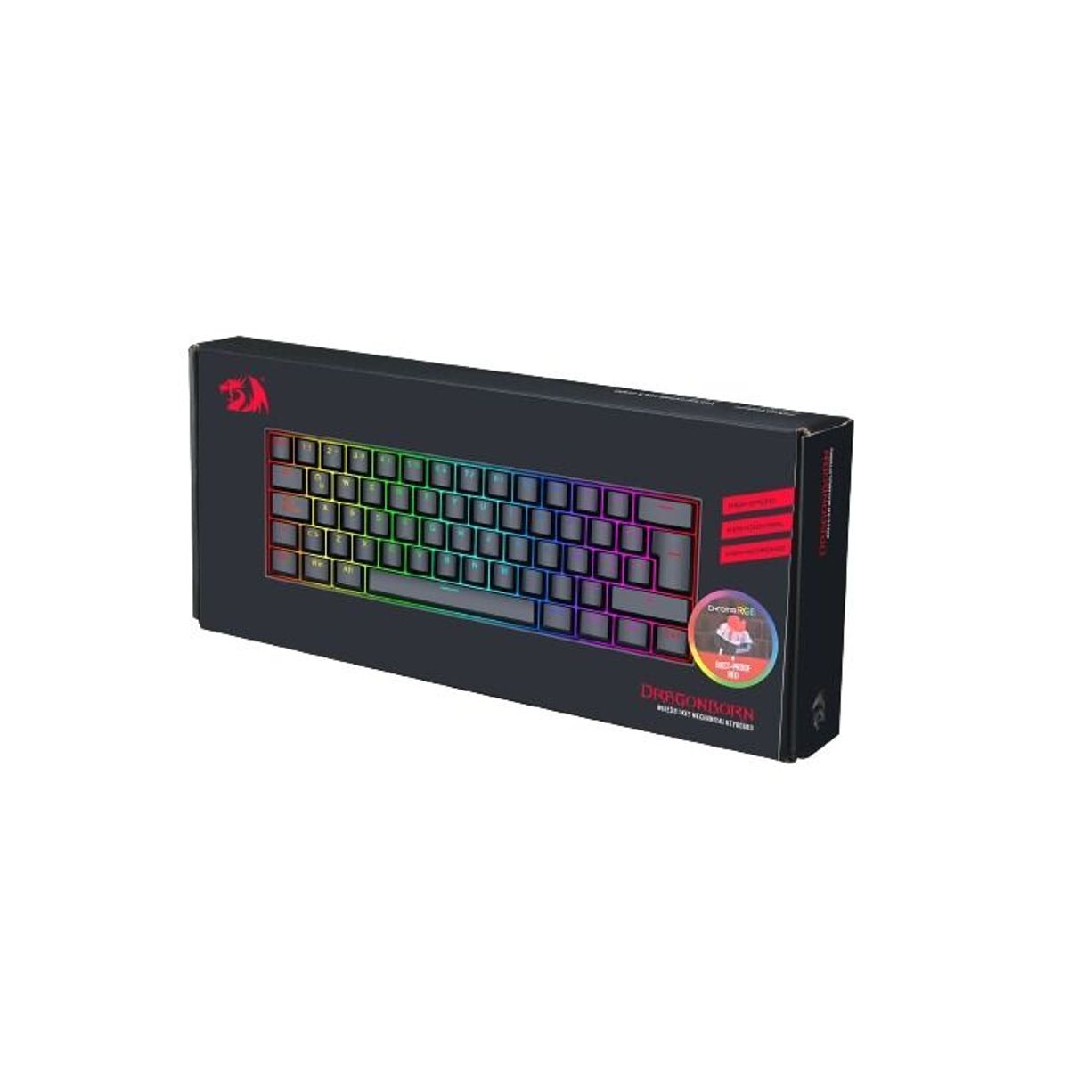 REDRAGON - Teclado Dragonborn RGB Negro K630RGB Red Switch Sp Español