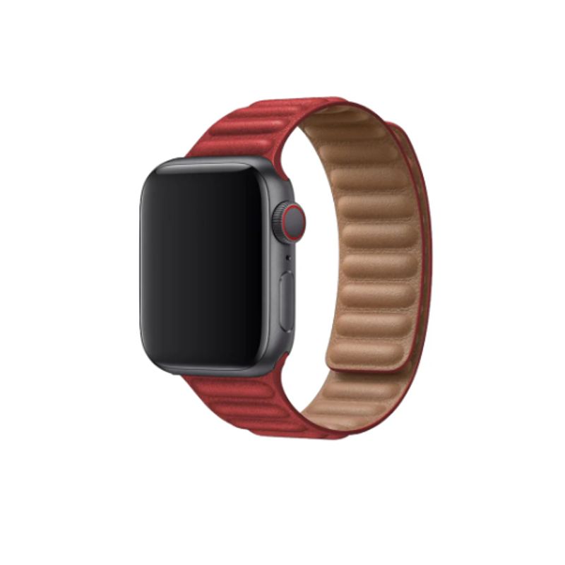 GENERICO - Correa de Cuero imantado para Apple Watch 49mm - Rojo