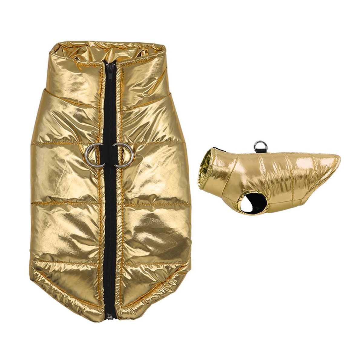 GENERICO - CHALECO MASCOTA MODA DORADA IMPERMEABLE ELEGANTE Y SEGURO