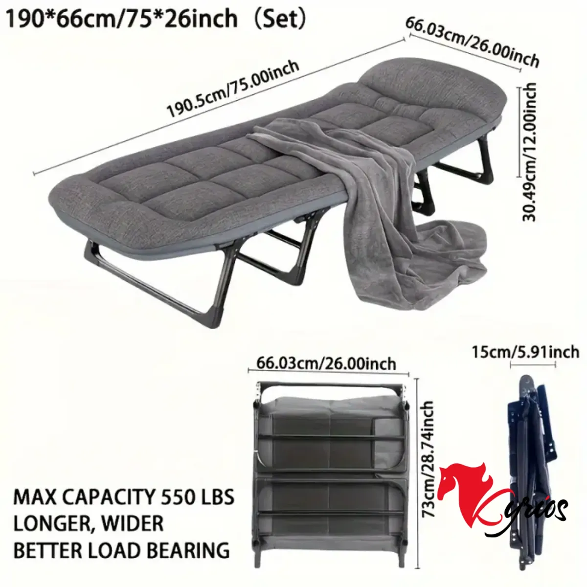 NO LOGO - CAMA PLEGABLE DE 6 POSICIONES RECLINABLE + ACOLCHE