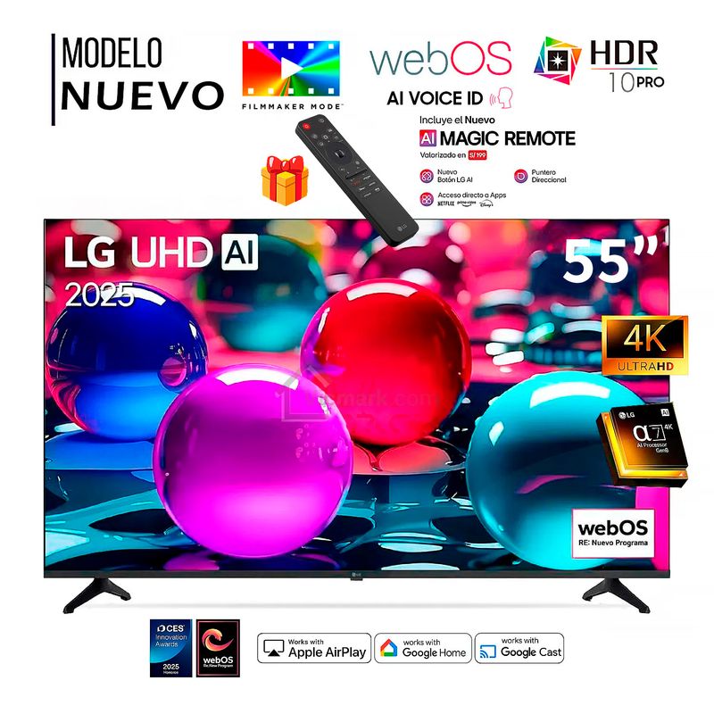 LG - Televisor Lg 55 Pulg UltraHD 4K AI ThinQ 55UA7300PSB Modelo 2025 + Control Inteligente MAGIC
