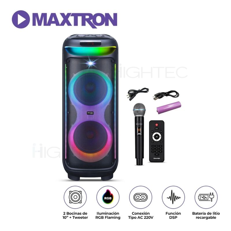 MAXTRON - Parlante Torre BRAVATTO 8 MX805 TWS DSP RGB BT MIC FM MAXTRON