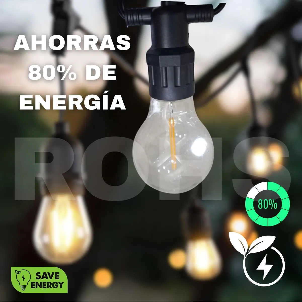ROHS - FOCOS LED CON PANEL SOLAR - LUZ AMARILLA