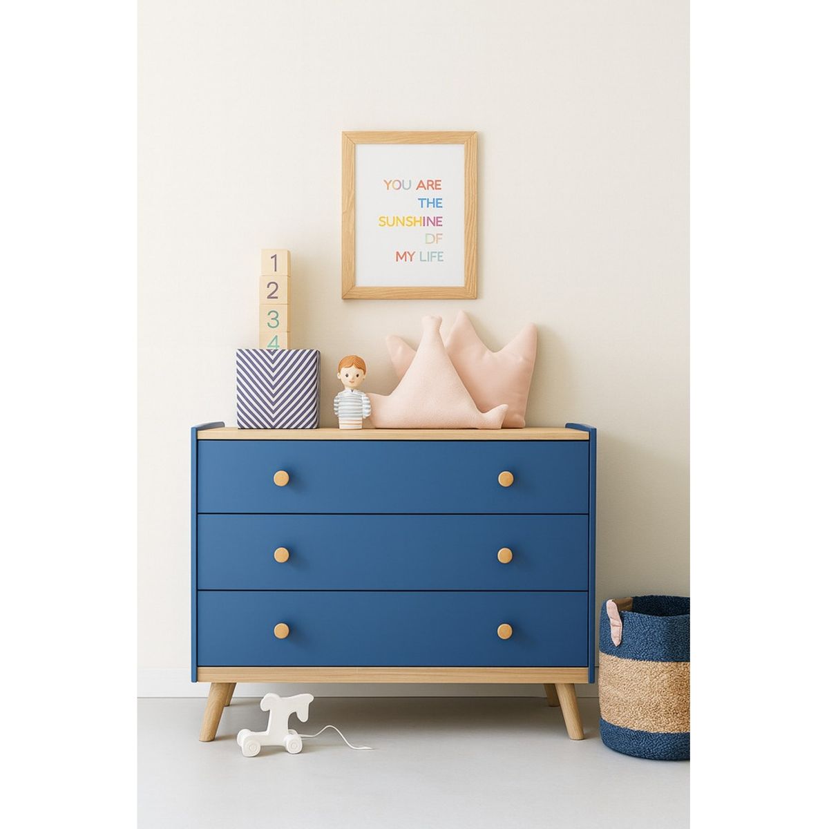TU MESITA - Cómoda Infantil Moderna Mateo 3 Cajones Color Azul TU MESITA