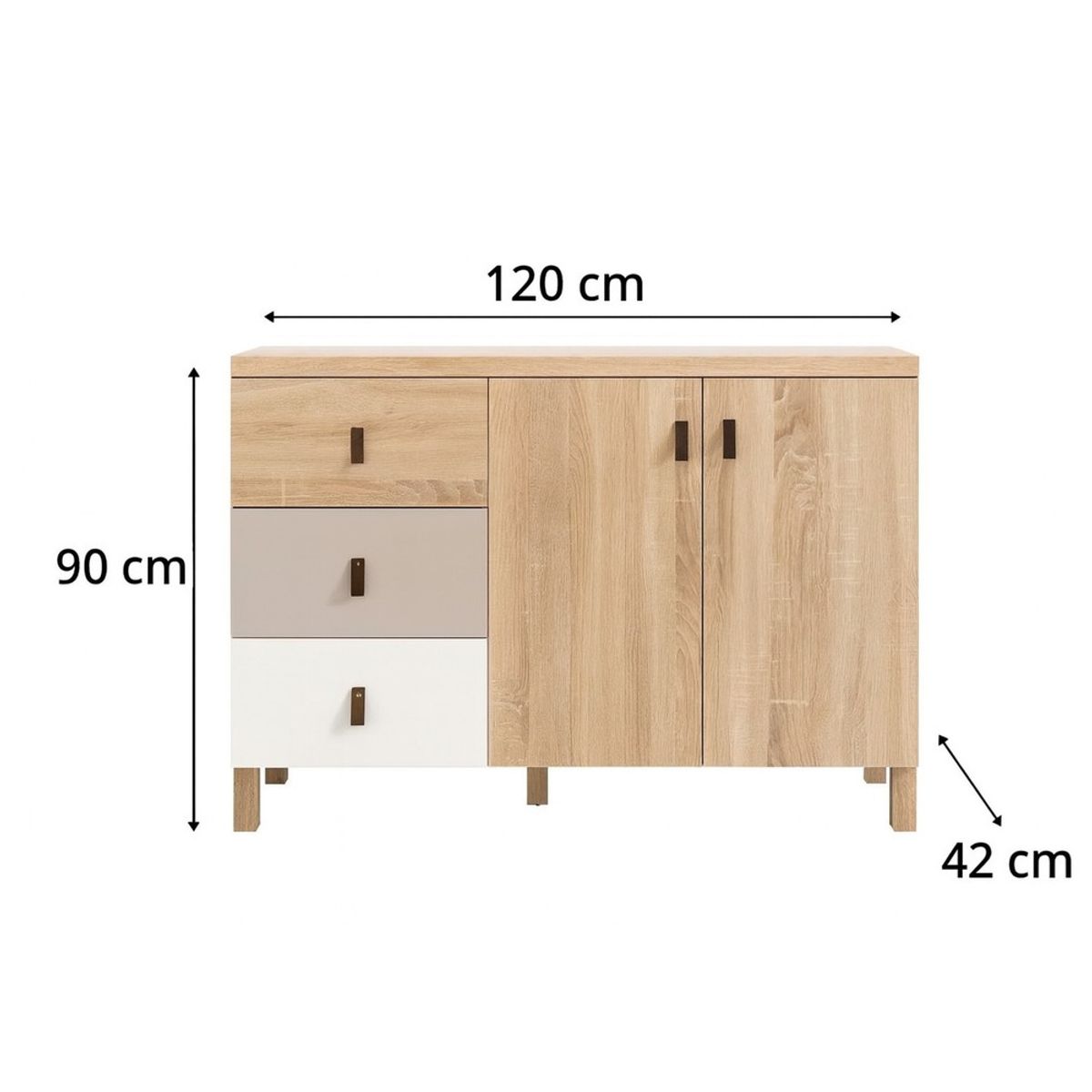 TU MESITA - Cómoda Infantil Moderna Ambar Color SonomaGrisBlanco TU MESITA