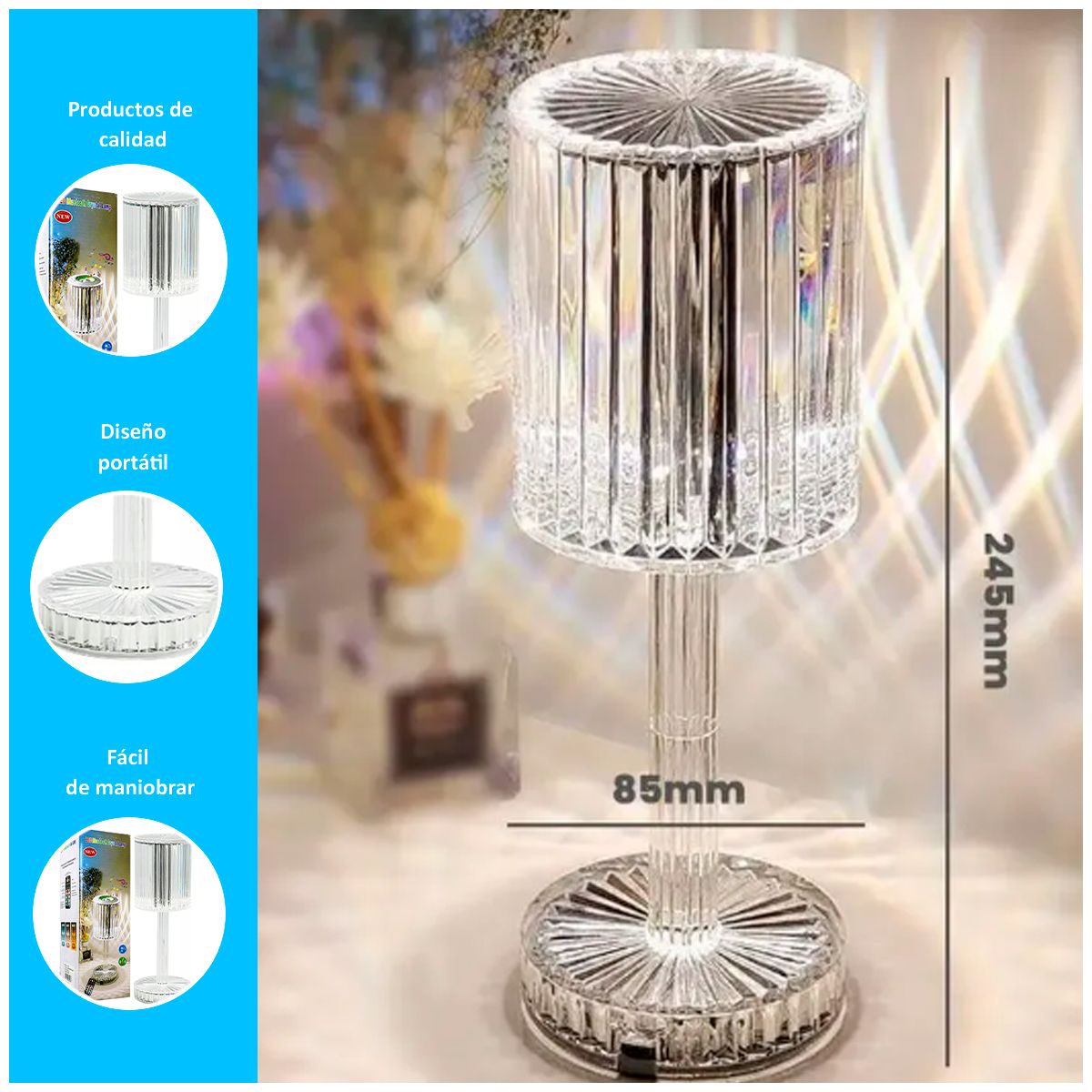 GENERICO - Lámpara Led de Mesa Inalambrico Recargable Táctil Cambio Luz