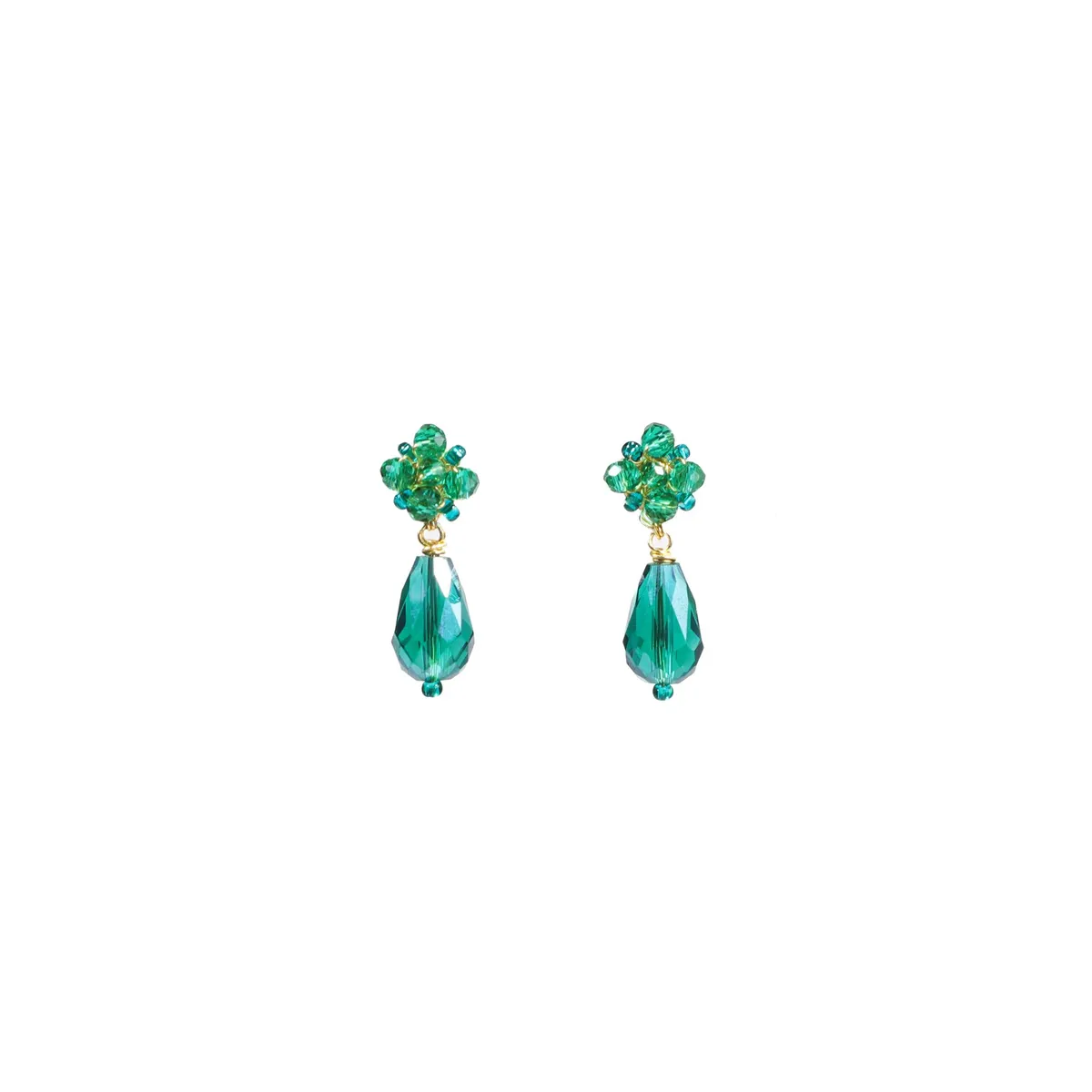 SAMANTHA PINTO HANDMADE ACCESSORIES - Aretes Amarella Verde Jade