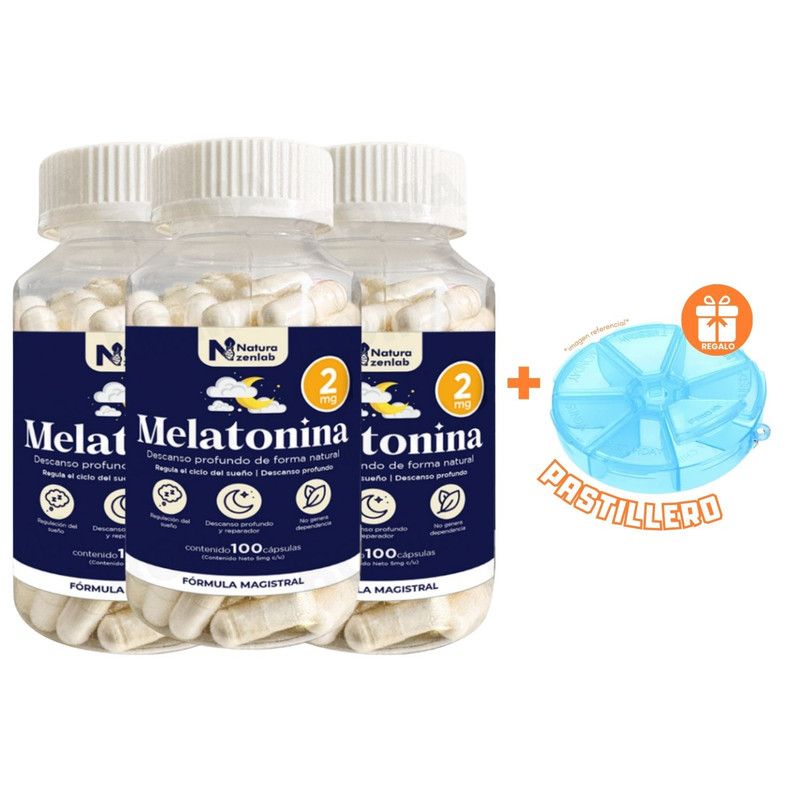 GENERICO - PACK 3 MELATONINA 2MG NATURA ZENLAB + REGALO PASTILLERO