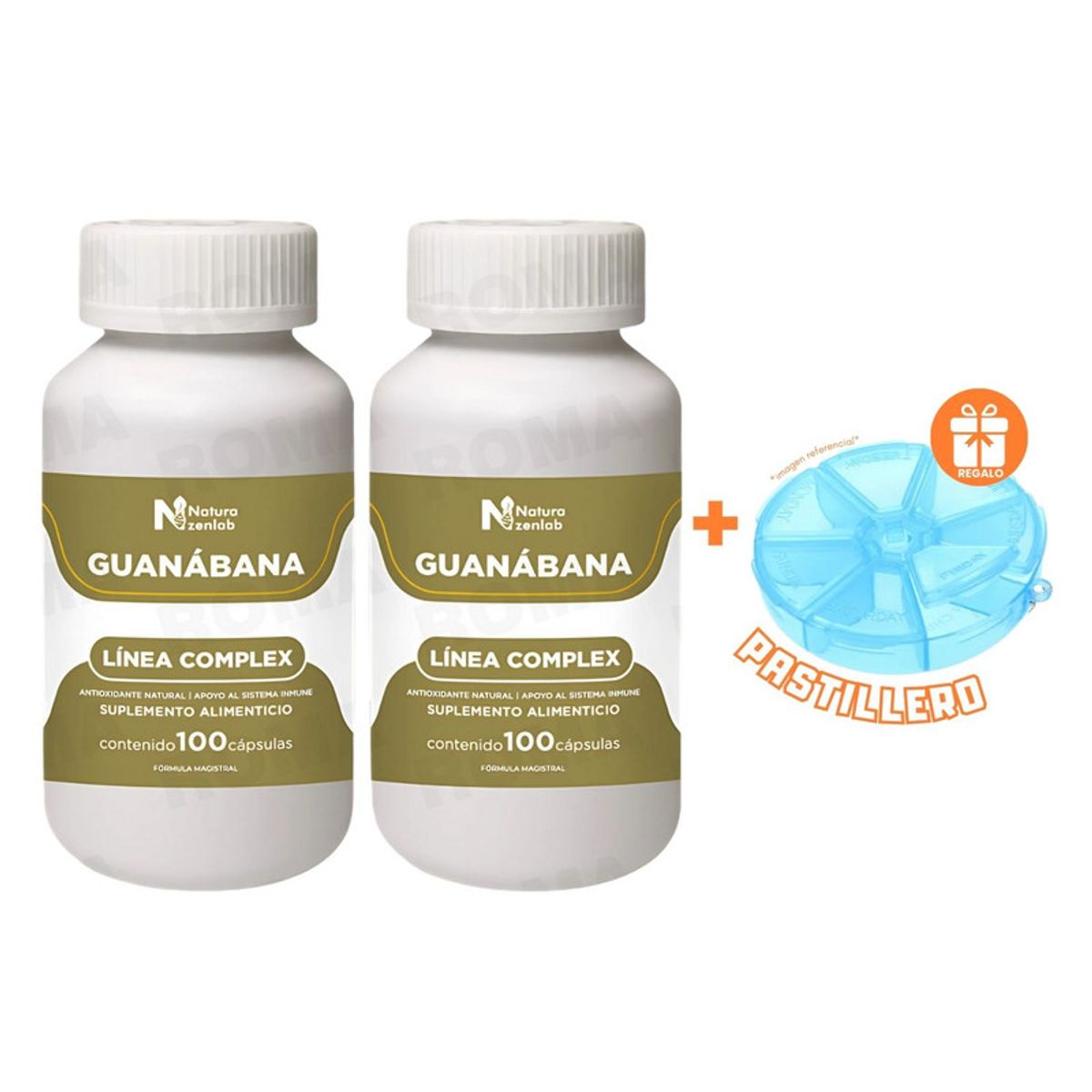 GENERICO - PACK 2 GUANÁBANA COMPLEX 600MG NATURA ZENLAB + REGALO PASTILLERO