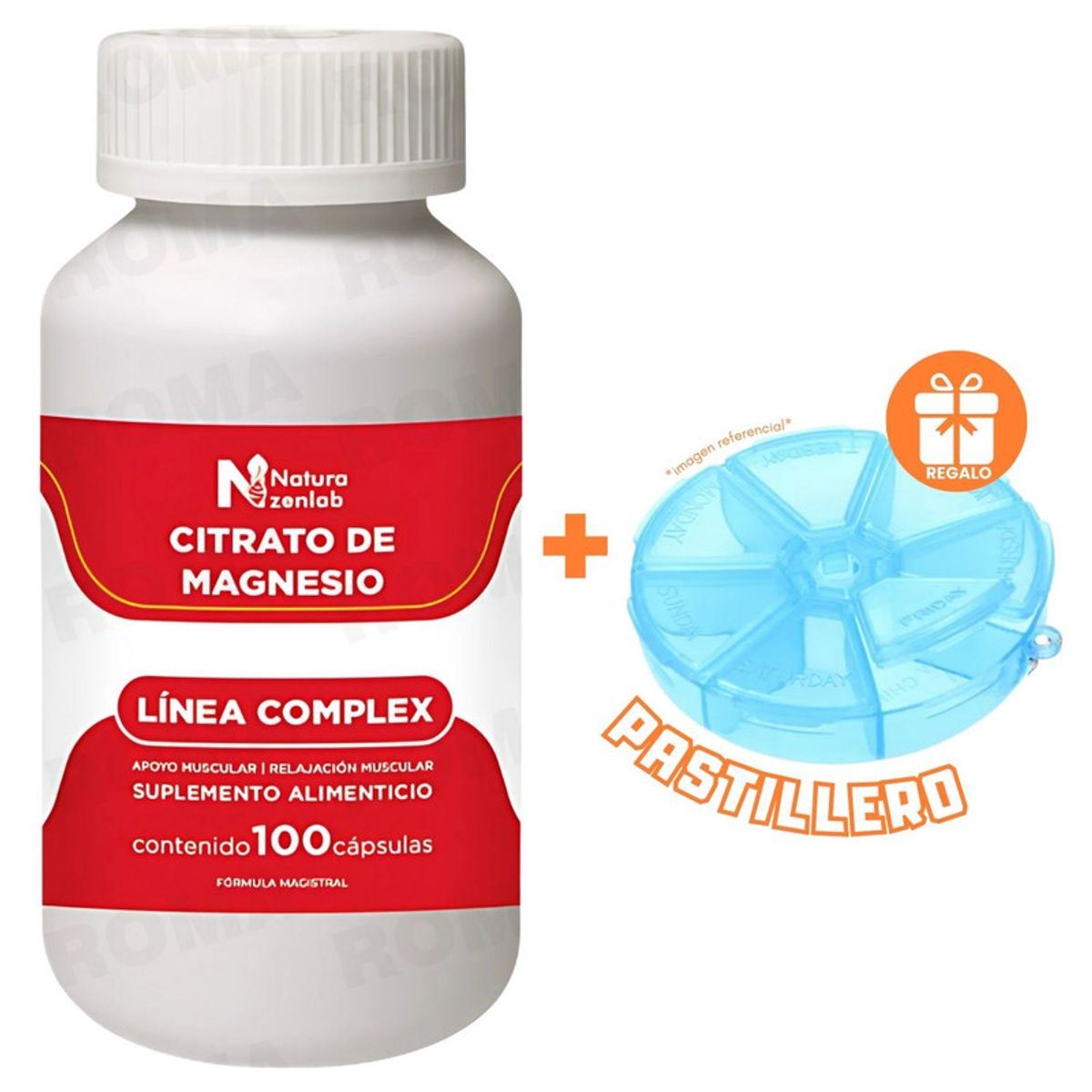 GENERICO - CITRATO DE MAGENSIO COMPLEX 400MG NATURA ZENLAB + REGALO PASTILLERO