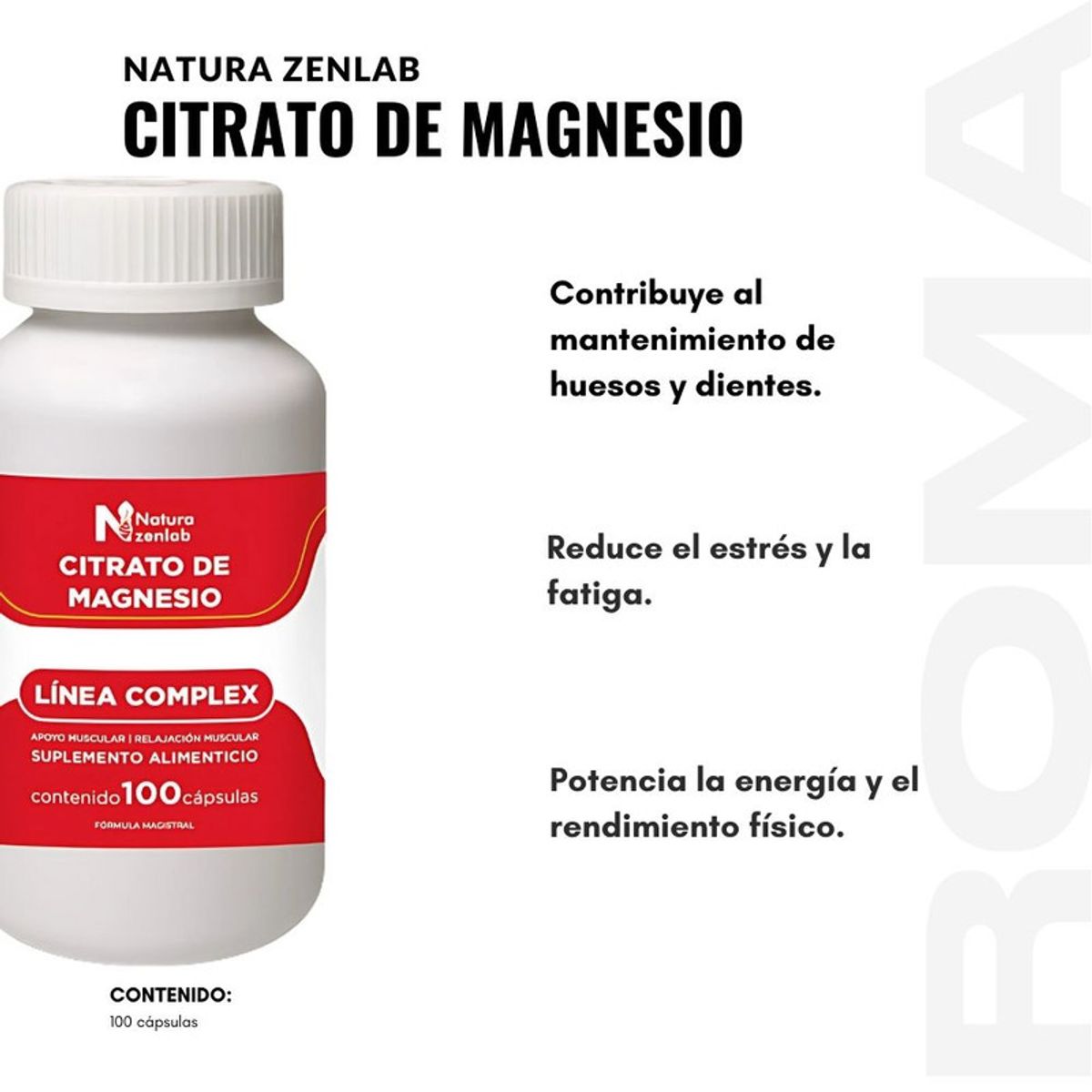 GENERICO - CITRATO DE MAGENSIO COMPLEX 400MG NATURA ZENLAB + REGALO PASTILLERO