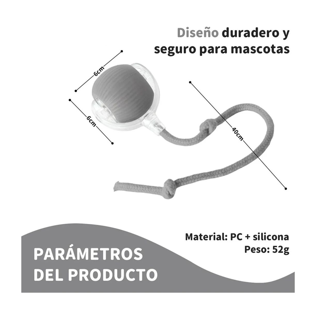 GENERICO - Juguete pelota interactiva para gatos gris cargador USB