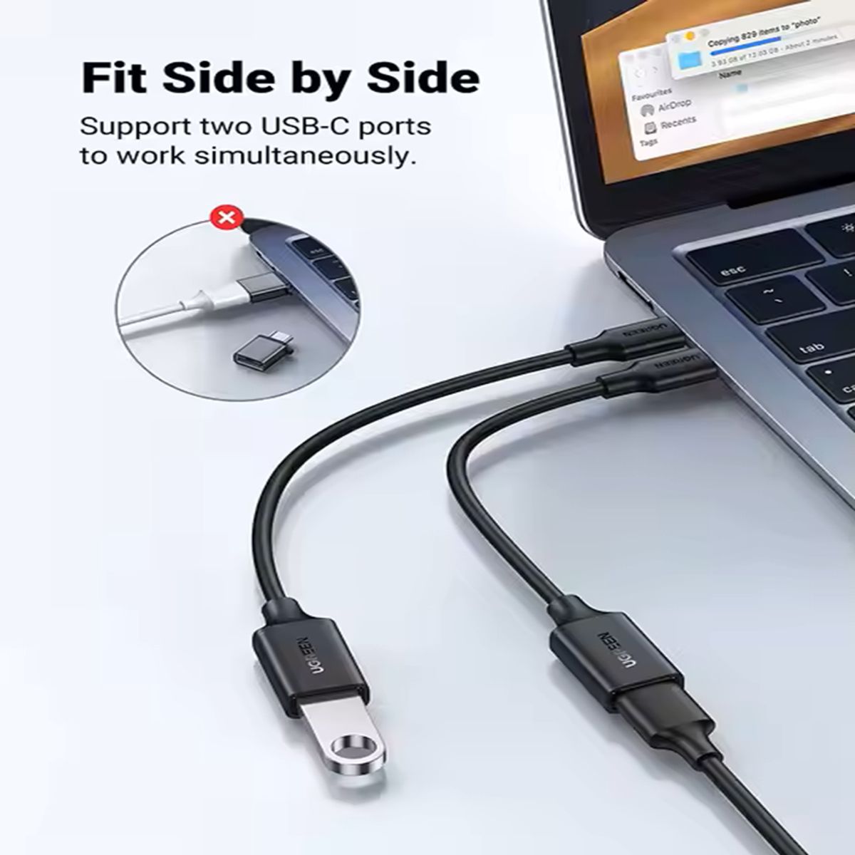 UGREEN - Cable Adaptador USB-C Macho a USB-A Hembra UGREEN Pack 2 unidades