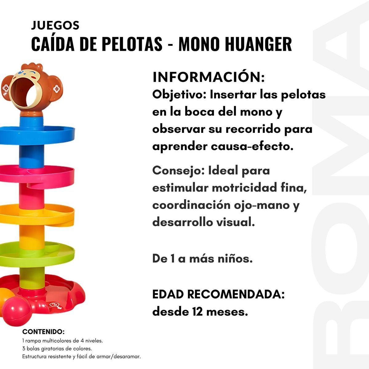 GENERICO - CAÍDA DE PELOTAS  MONO HUANGER - JUEGO DIDÁTICO