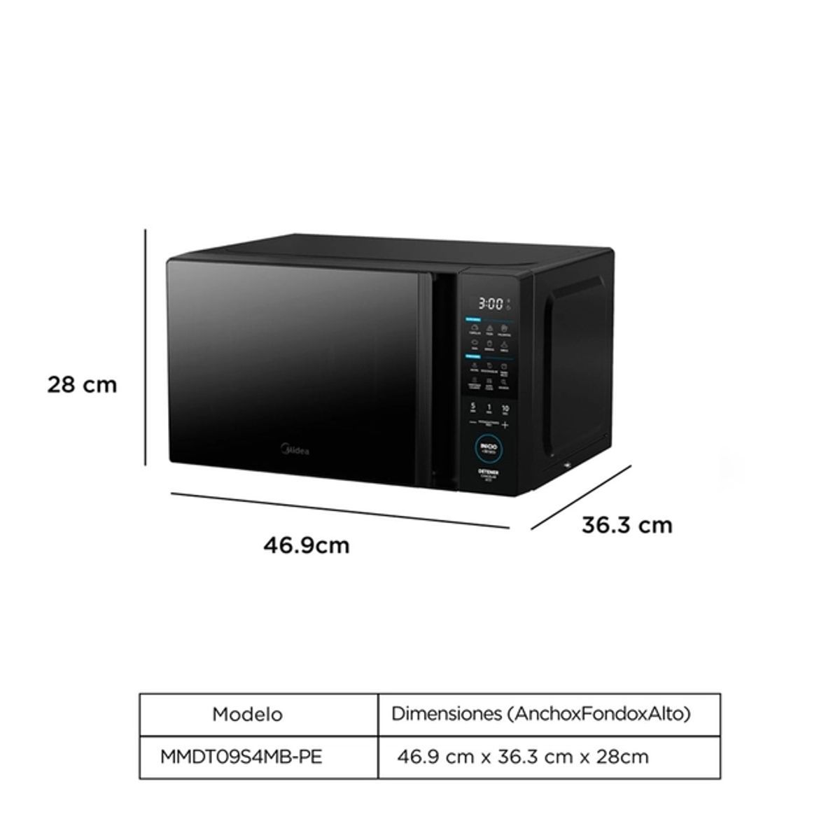 MIDEA - Horno Microondas TasteXpress 25L Negro Midea MMDT09S4MB-PE