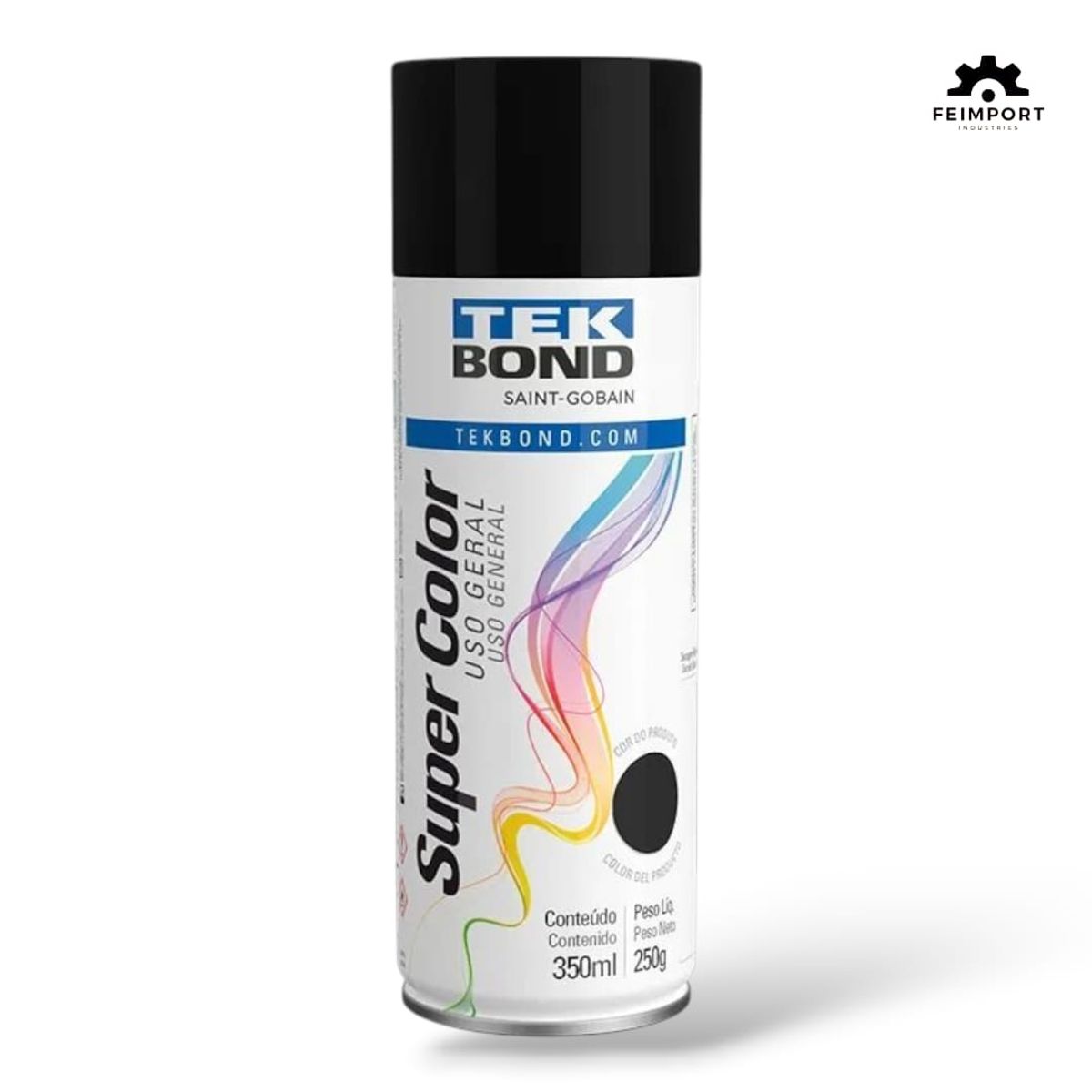 TEKBOND - Pintura en aerosol uso gral Negro Brillante 400ml TEKBOND x 6 UND