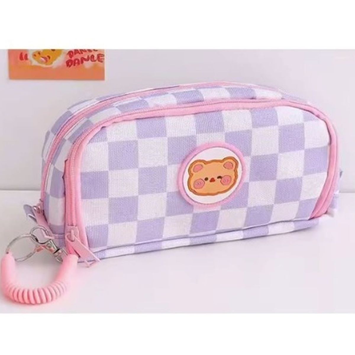 GENERICO - CARTUCHERA KAWAI CUADRITOS LILA