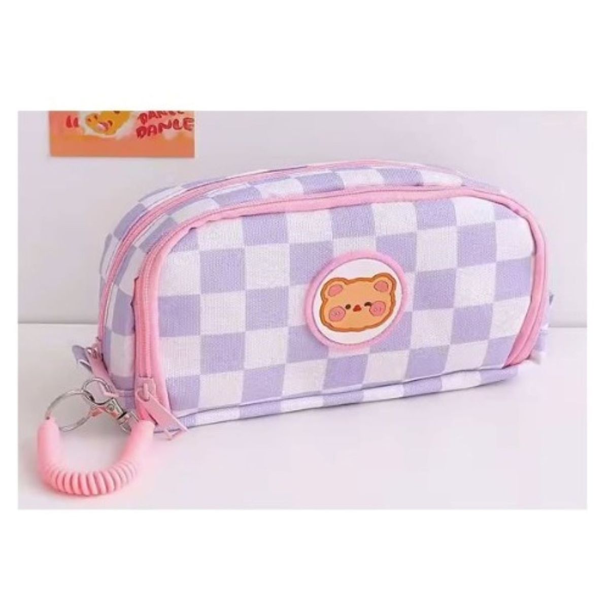 GENERICO - CARTUCHERA KAWAI CUADRITOS LILA