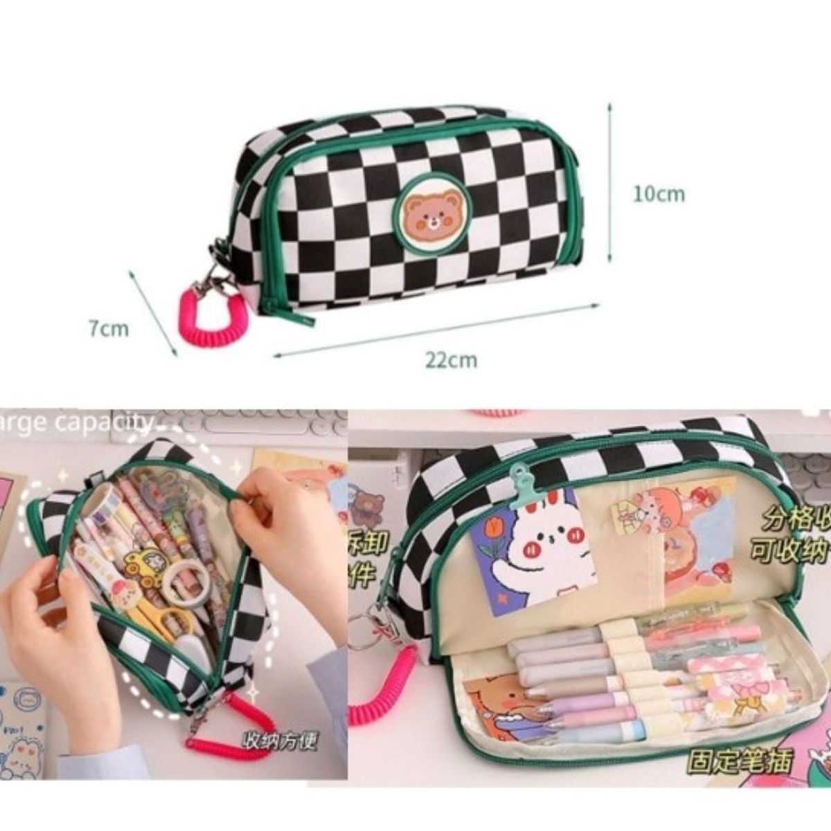 GENERICO - CARTUCHERA KAWAI CUADRITOS LILA