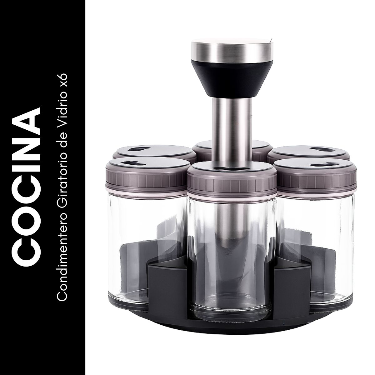 GENERICO - Condimentero Giratorio de Vidrio x6
