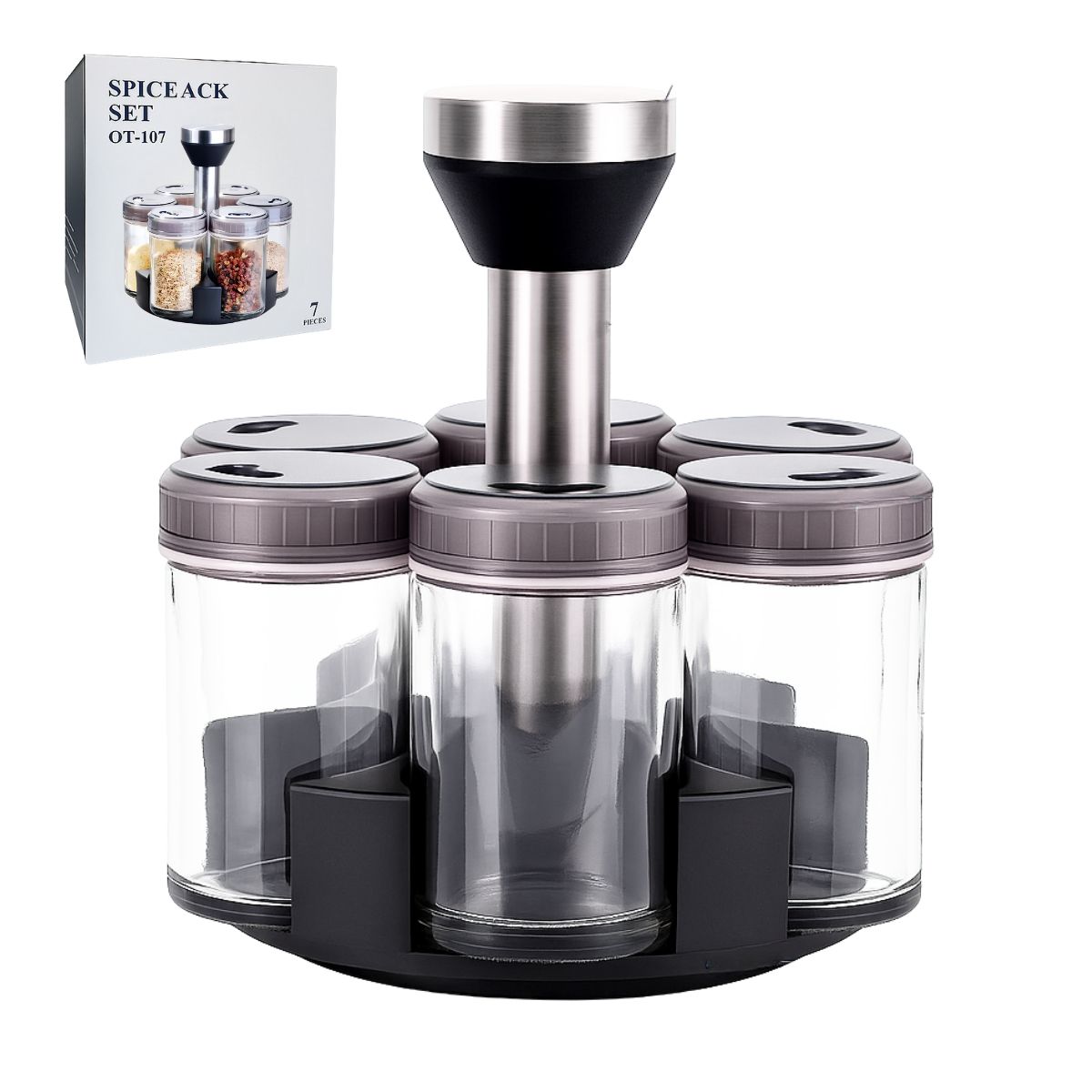 GENERICO - Condimentero Giratorio de Vidrio x6