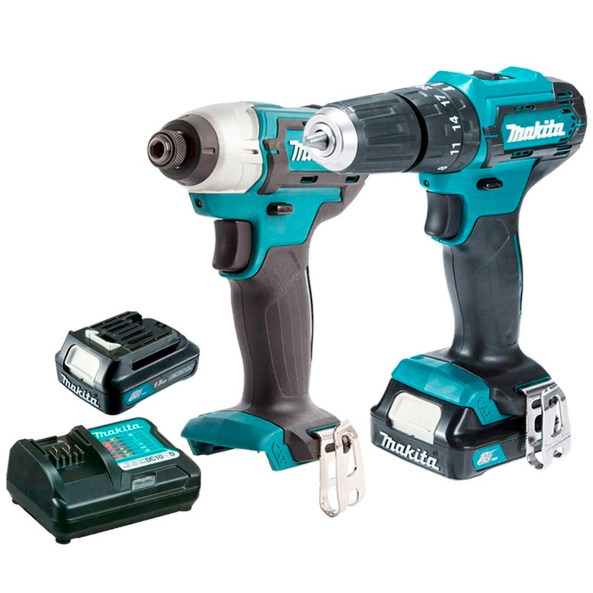 MAKITA - Taladro Percutor + Atornillador CLX228 + 2 Bat 1.5AH + Carg