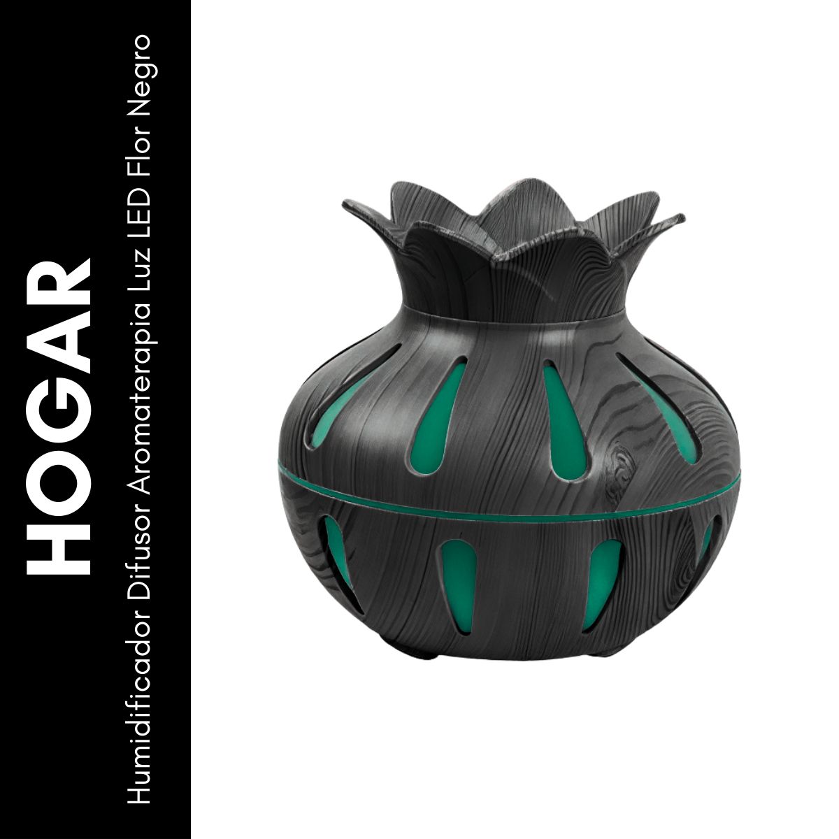 GENERICO - Humidificador Difusor Aromaterapia Luz LED Flor Negro