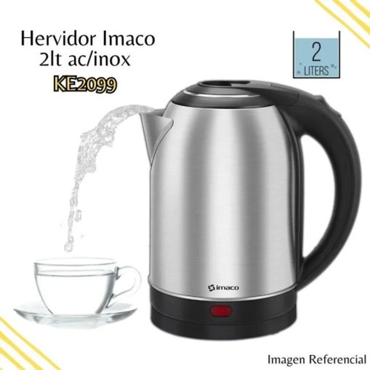 IMACO - Hervidor Eléctrico Imaco 1.8L KE2099  Rápido, Seguro y Eficiente para tu Cocina